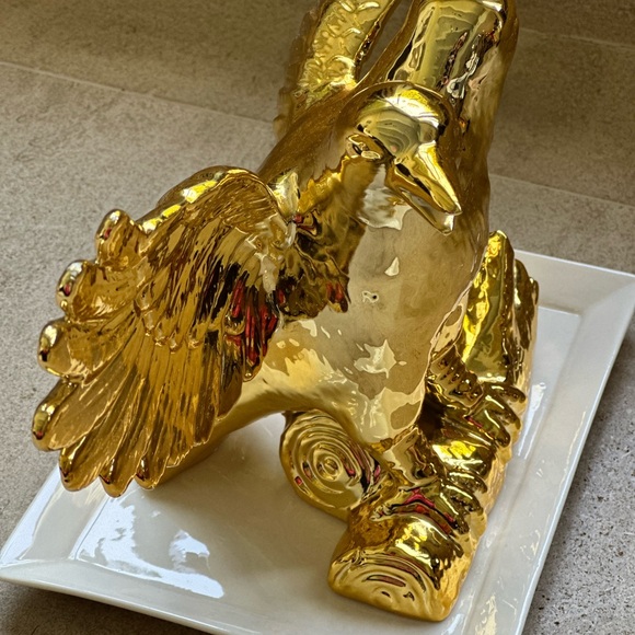 Gold Double-Headed Eagle Figurine tray base perfect for table or bookshelf, keys - Picture 6 of 10